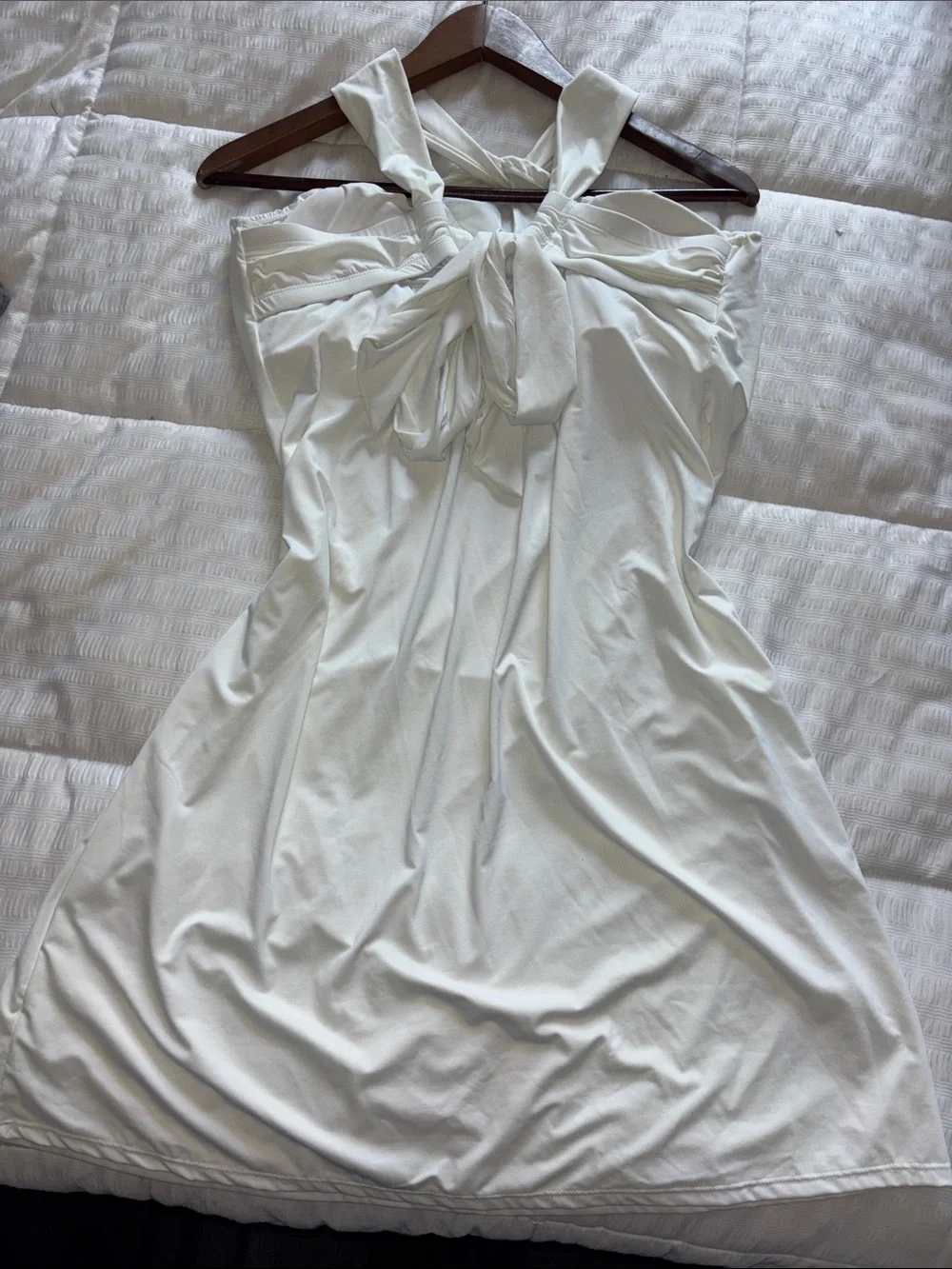 ATHLETA White Halter Swim Dress Size Large Like New